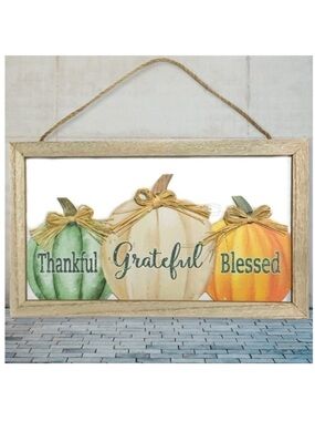 Modern Farmhouse Wall Hanging Fall Autumn Halloween Thanksgiving Decor 14 x 8 in